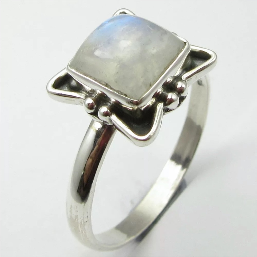 New 925 Silver Oxidized Moonstone Ring 10.5